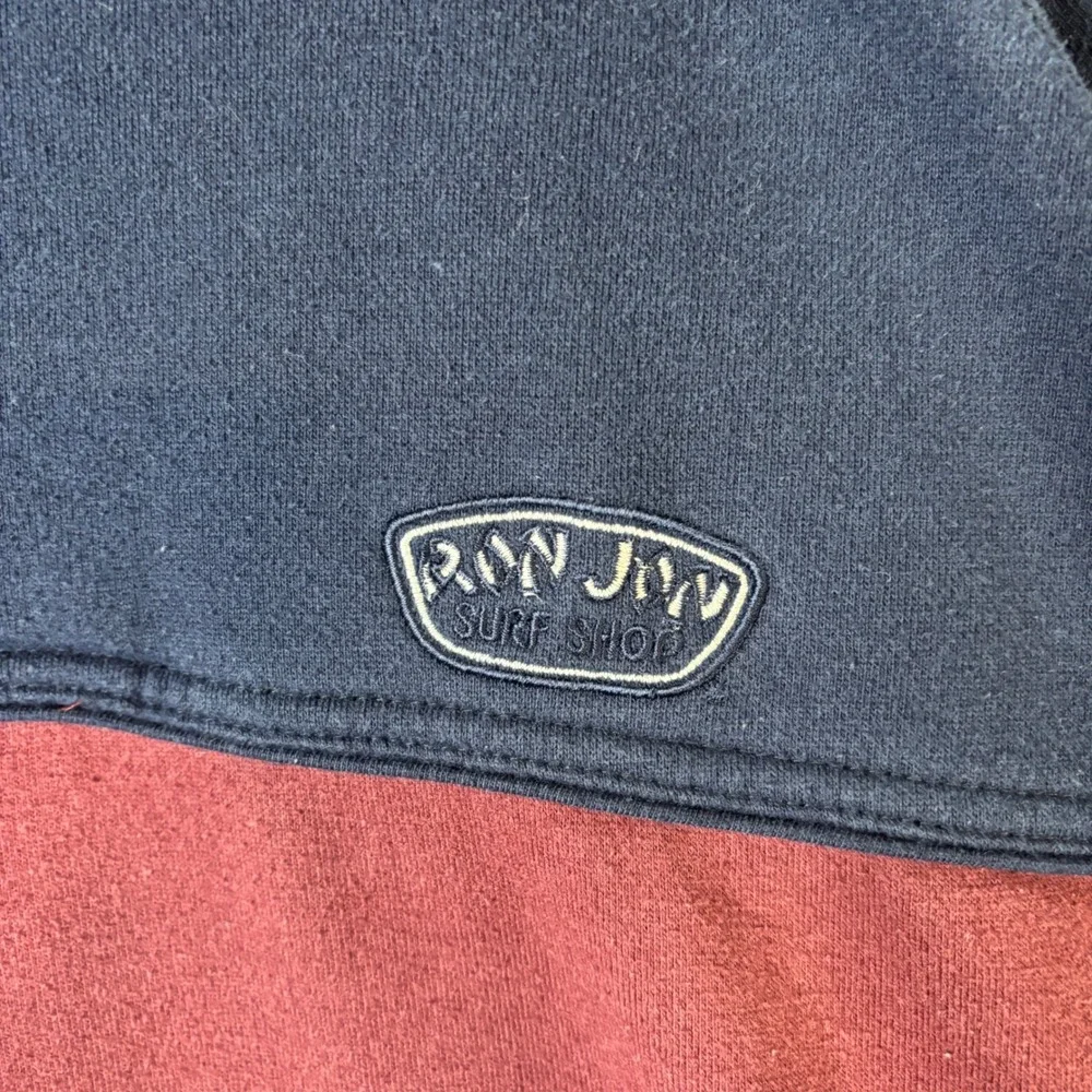 Ron Jon Surf Shop Quarter Zip Pullover Sweatshirt Navy Burgundy Colorblock L Y2K